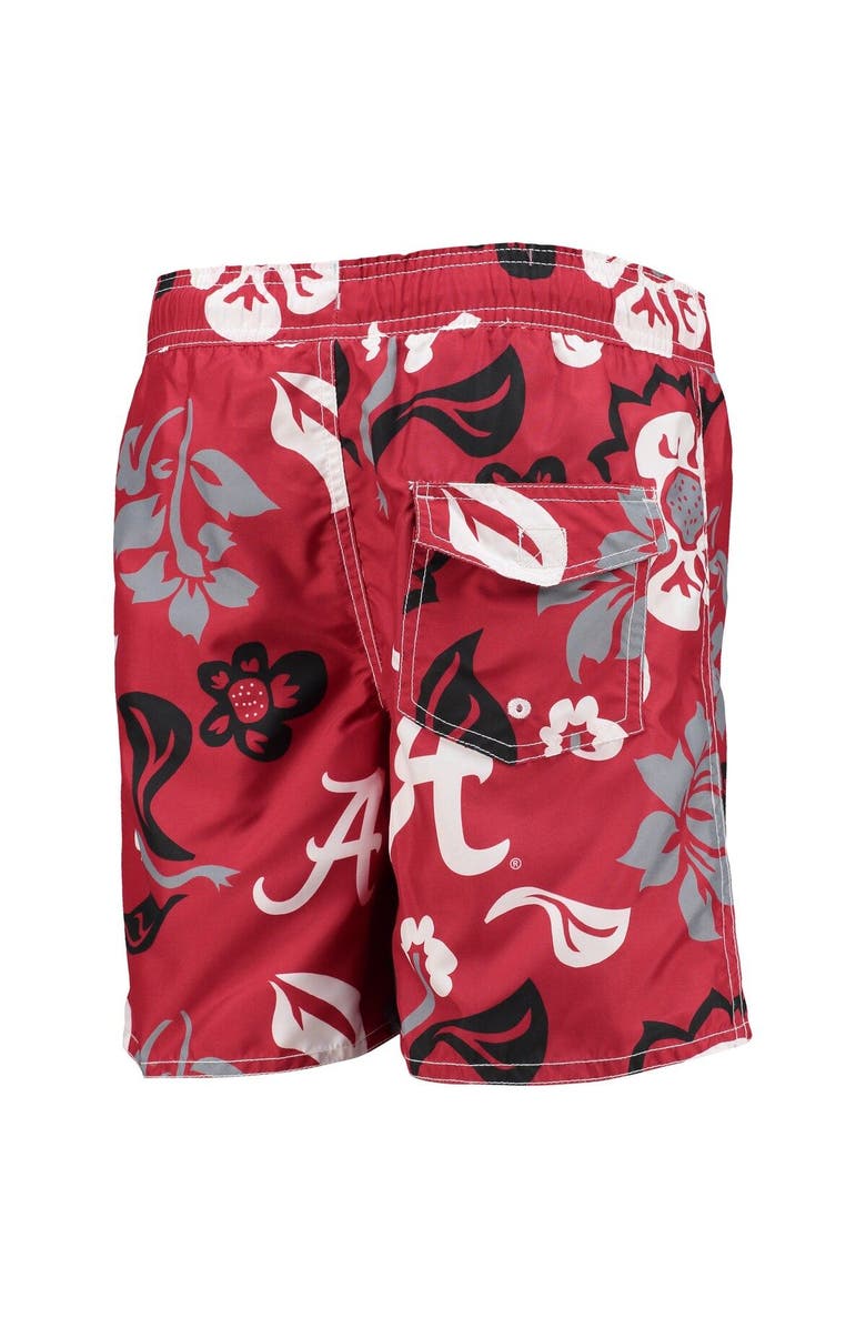 Wes & Willy Youth Wes & Willy Crimson Alabama Crimson Tide Floral Volley Swim Trunks, Alternate, color, Crimson