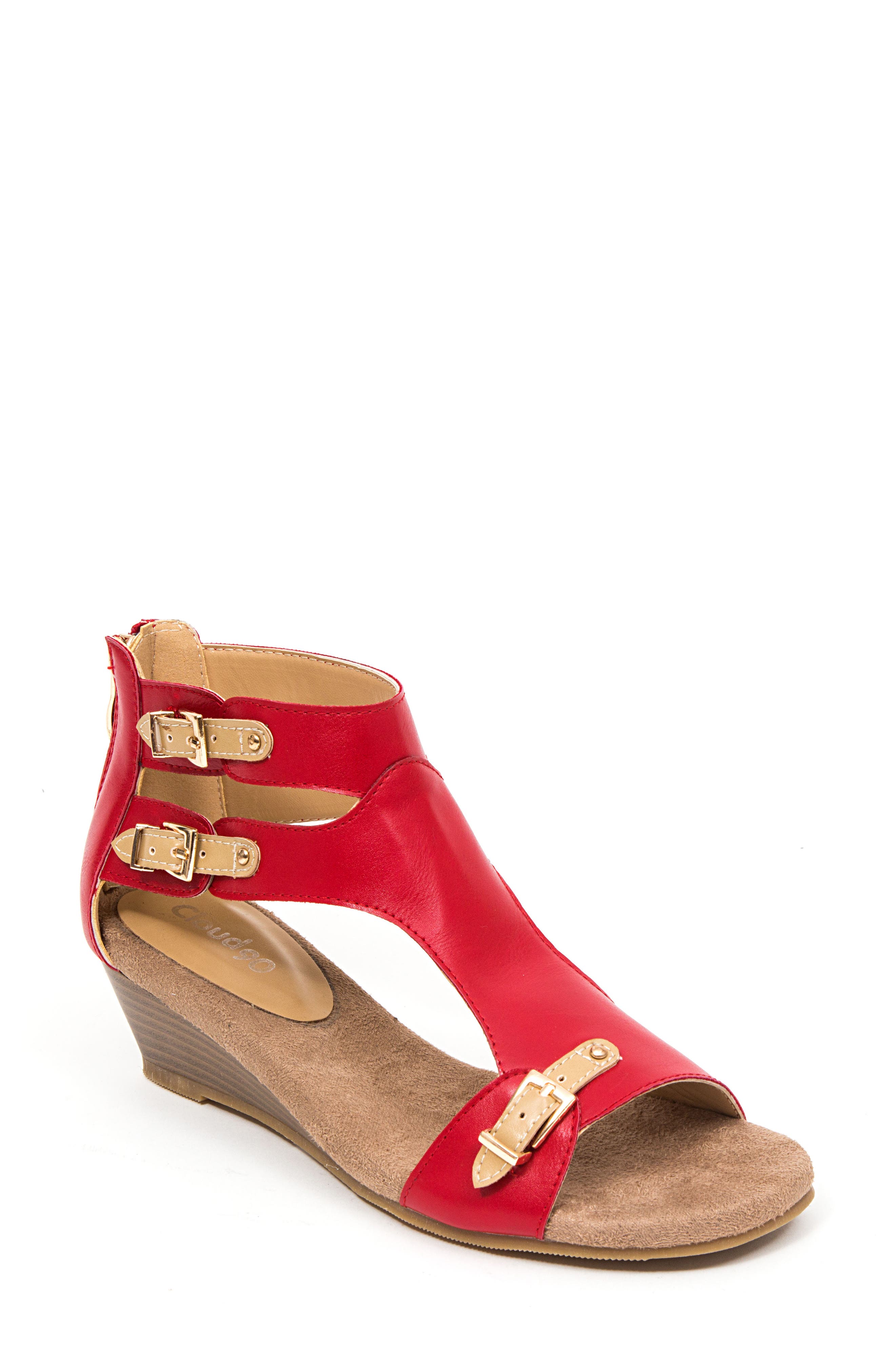 Softy Wedge Heel Sandal, Main, color, RED