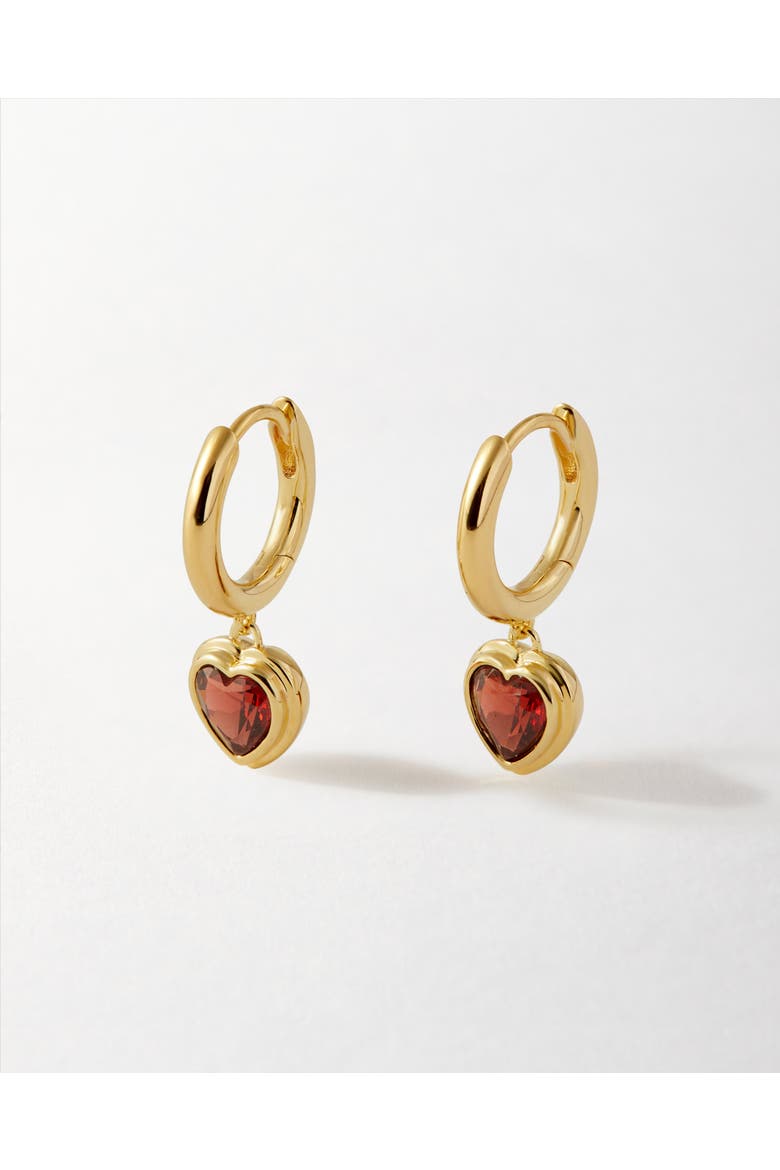 Heart Red Garnet Earrings, Main, color, Red Garnet