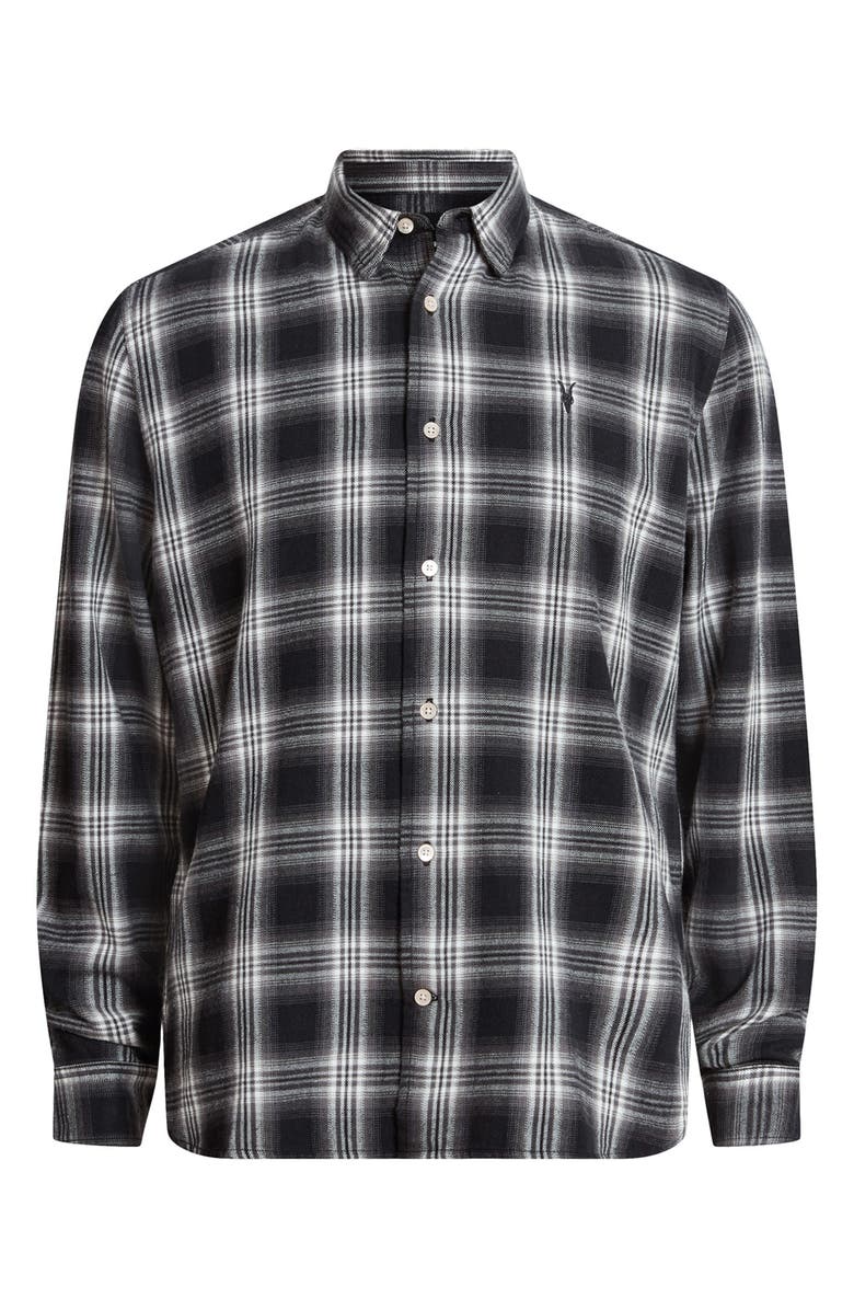 AllSaints Dury Check Cotton Flannel Button-Up Shirt, Alternate, color,