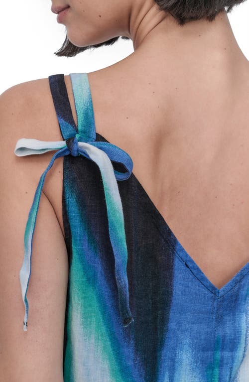 Shop Dkny Tie Strap Linen Top In Caribbean