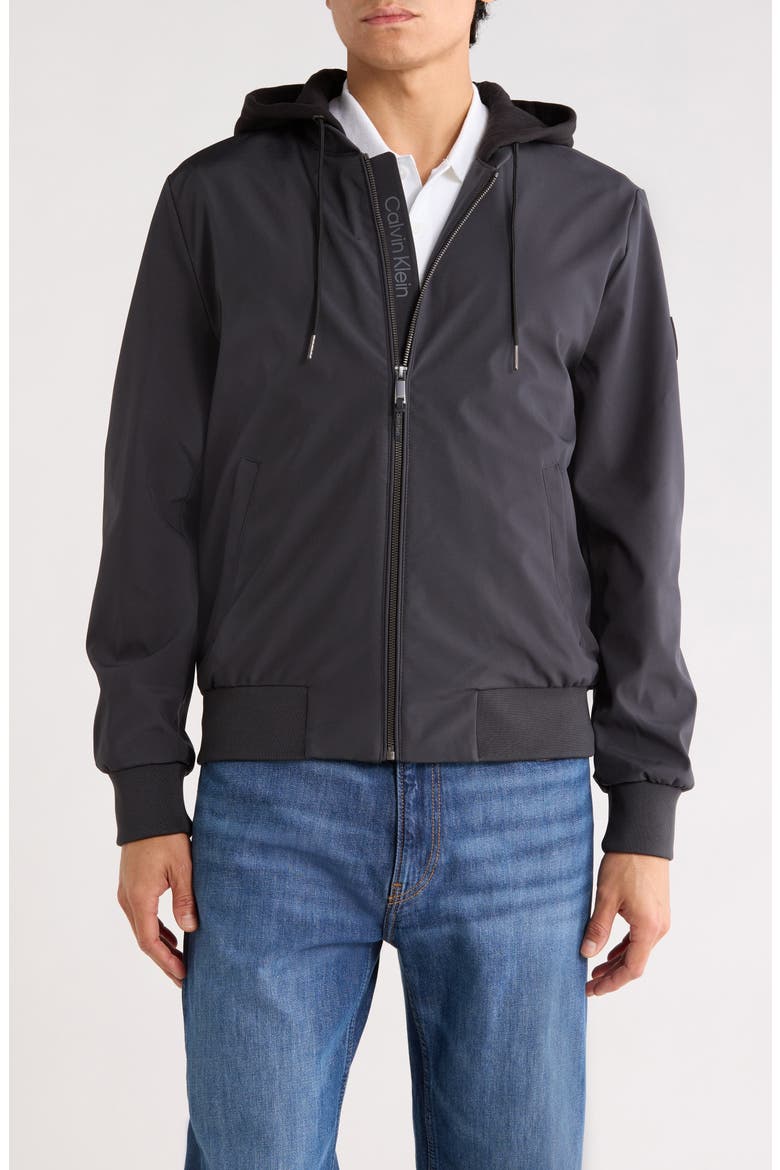 Softshell Knit Bomber Hoodie, Main, color, IRON
