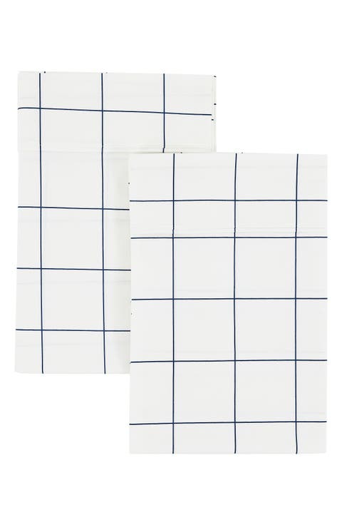 Grid Percale Cotton Pillowcase Set