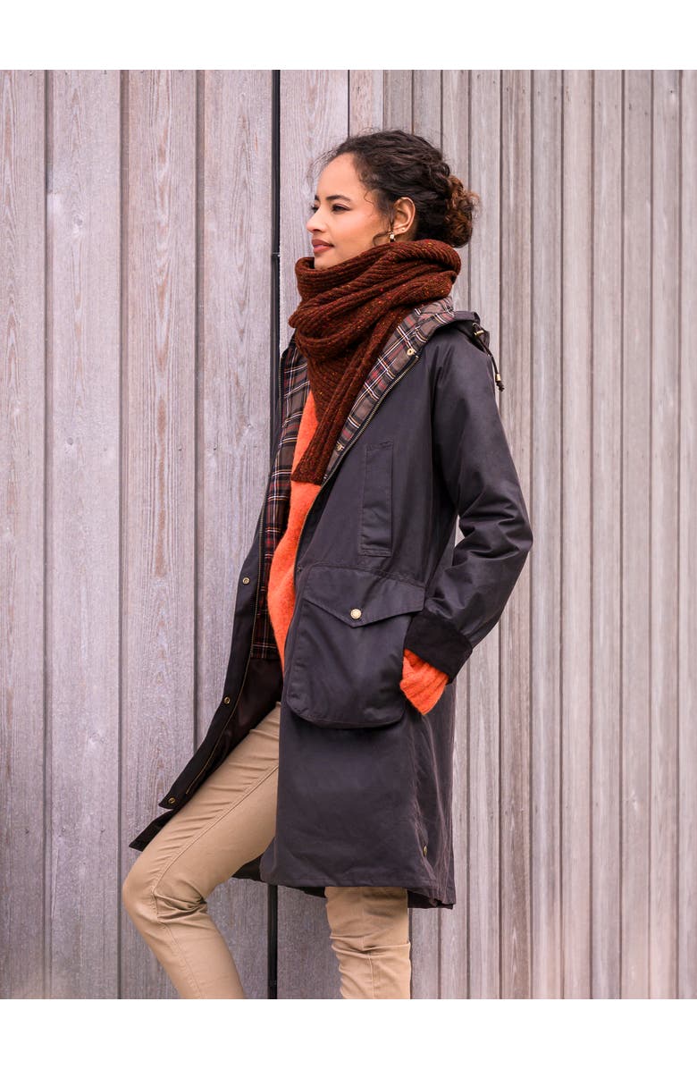 Celtic & Co. Wax Cotton Overcoat, Alternate, color, Dark Brown