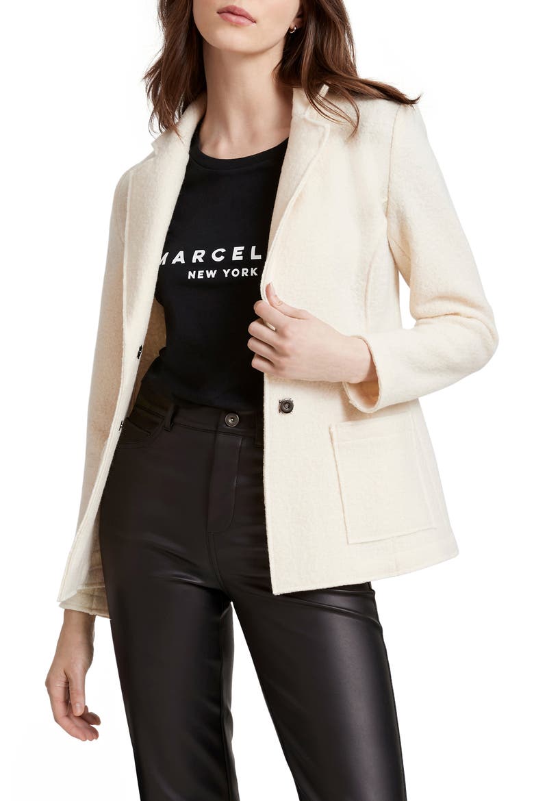 Cassia Fleece Wool Blazer, Main, color, OFF WHITE