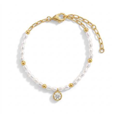 CZ Pearl Girls Plated Bracelet