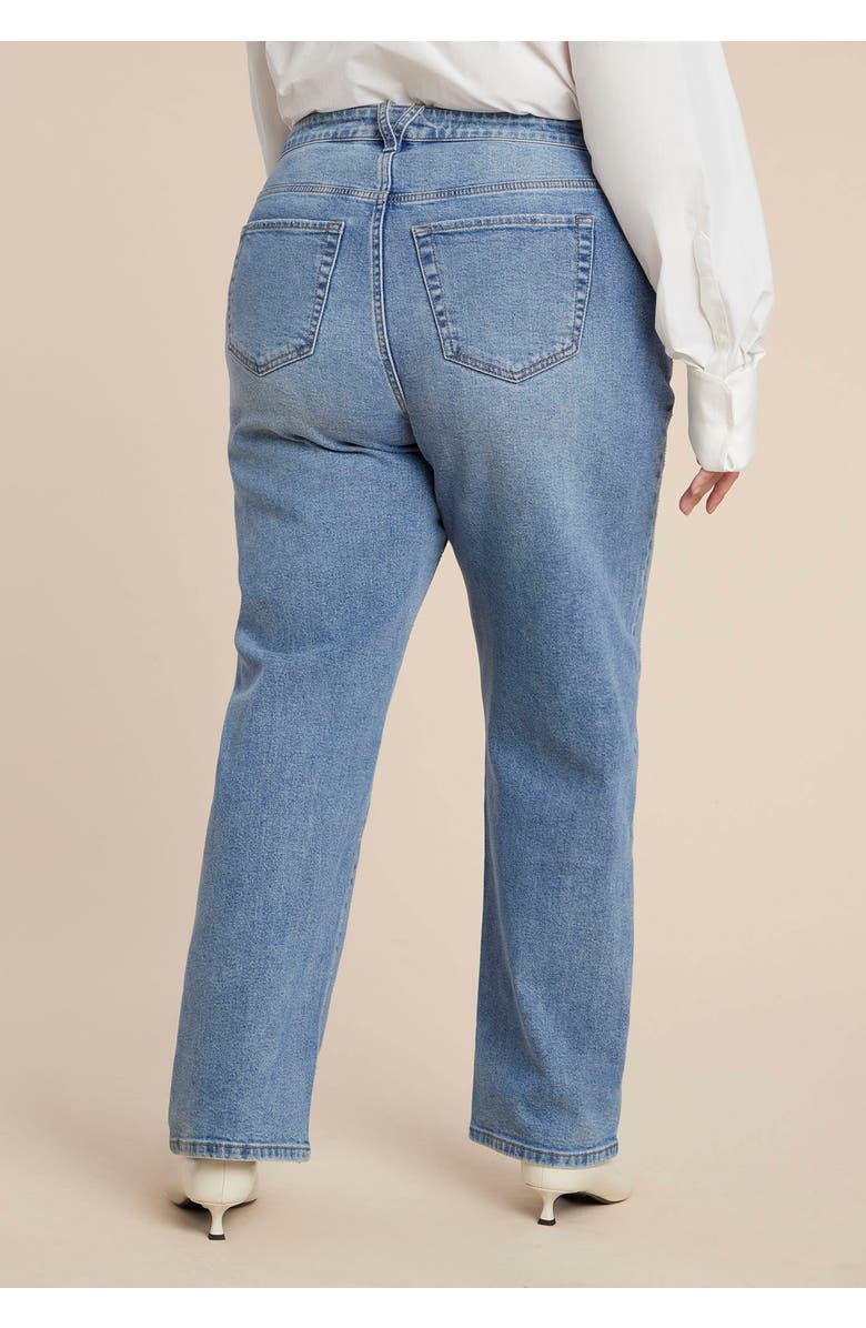 ELOQUII Diamond Sparkle Straight Leg Jean, Alternate, color, Medium Wash