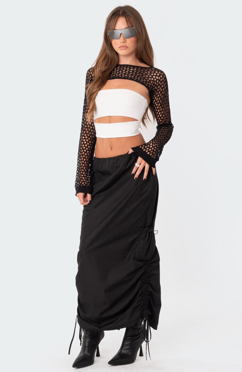 EDIKTED Long Sleeve Mesh Stitch Shrug Sweater, Alternate, color, 