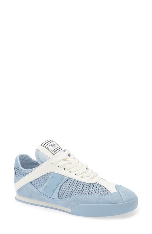 Chloé Kick Leather And Mesh Sneakers In Pearl Blue