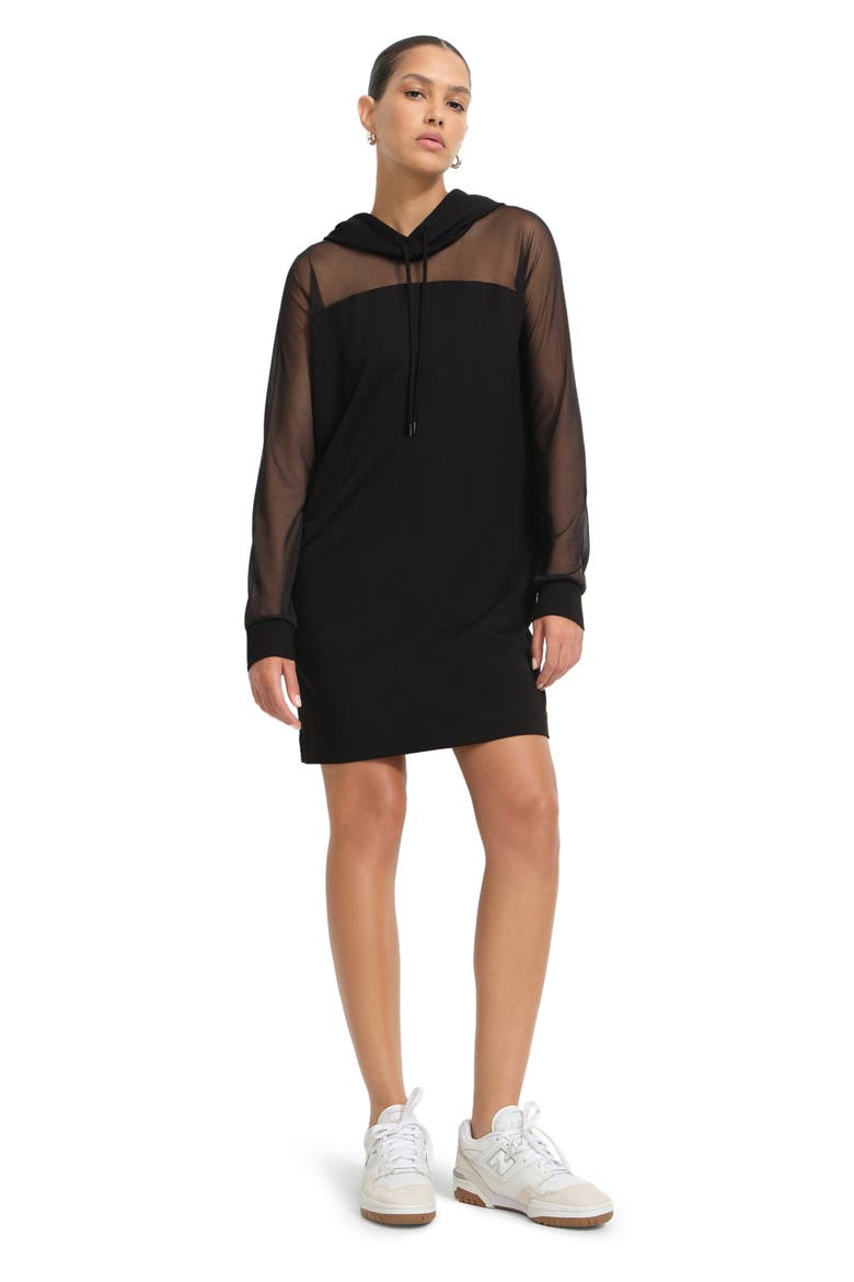 Park Hooded Sweatshirt Dress, Alternate, color, BLACK