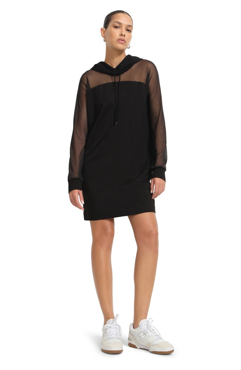 Marcella Park Hooded Sweatshirt Dress, Alternate, color, Black