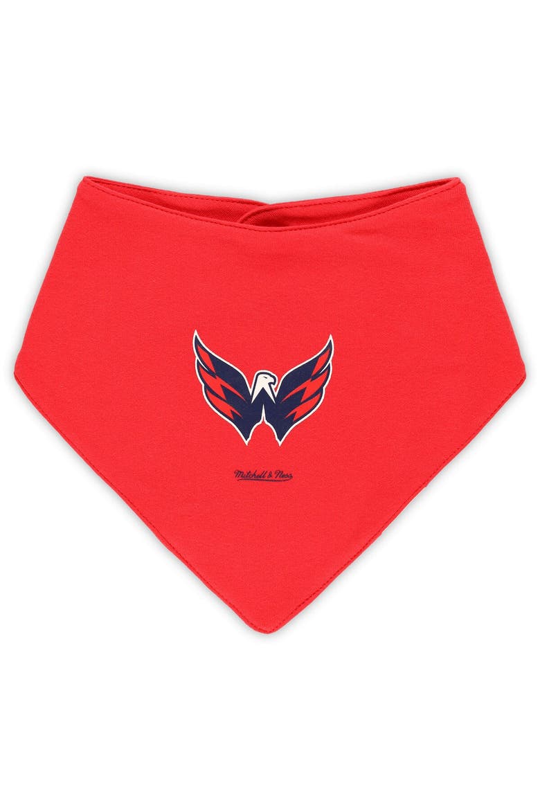 Infant Mitchell & Ness Red/Navy Washington Capitals Big Score 3-Pack Bodysuit, Bib and Bootie Set, Alternate, color, Red