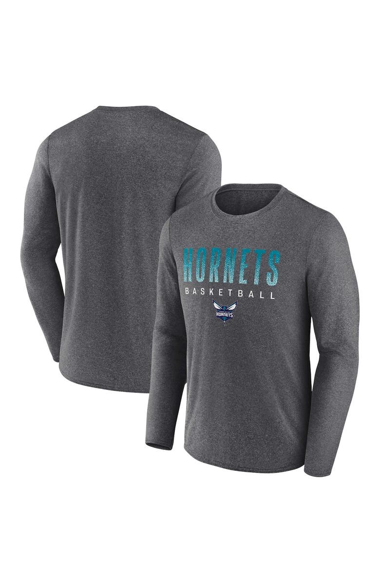 FANATICS Men's Fanatics Branded Heathered Charcoal Charlotte Hornets Where Legends Play Iconic Practice Long Sleeve T-Shirt, Main, color,