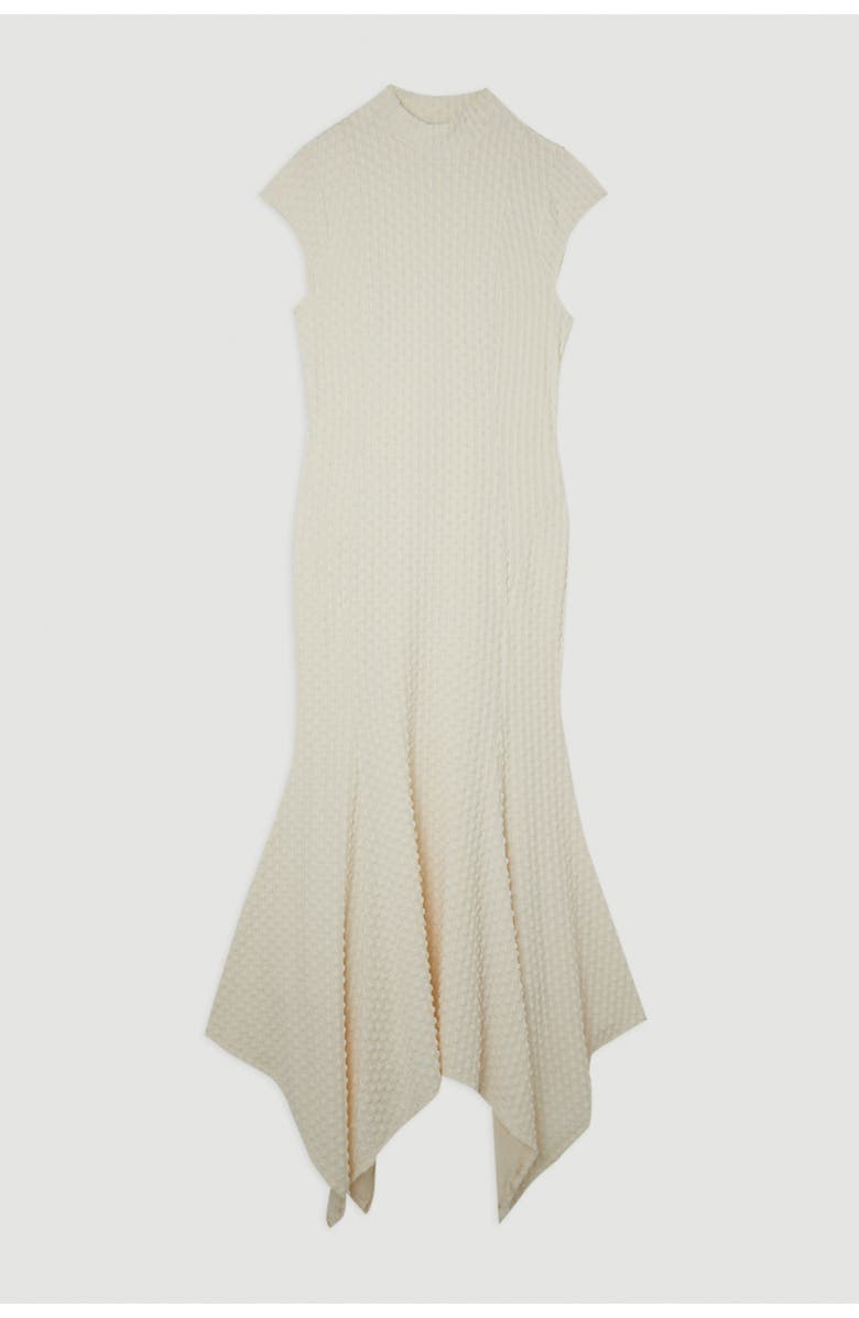 Karen Millen Textured Jersey Dramatic Hem Maxi Dress, Alternate, color, Ivory