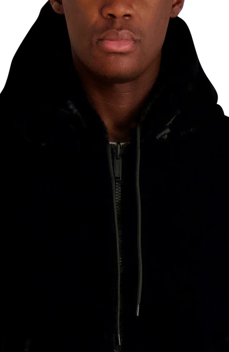 KARL LAGERFELD PARIS Reversible Zip Front Faux Fur Jacket, Alternate, color, Black