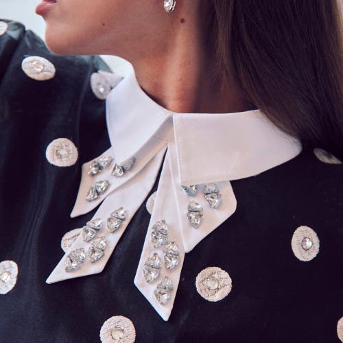 Lele Sadoughi Victoria Triangle Crystal Bow Tie Collar In White