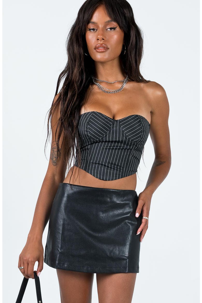 Lupton Faux Leather Miniskirt, Alternate, color, BLACK