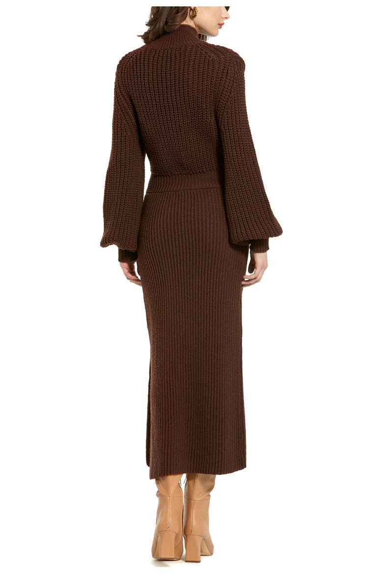 Mac Duggal Long Sleeve Turtle Neck Knit Midi Dress, Alternate, color,