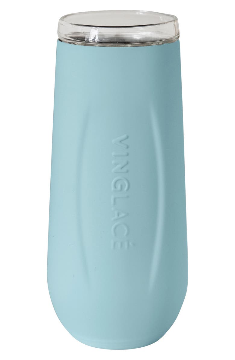 Vinglacé Glass Lined Stainless Steel Champagne Flute, Main, color, Cool Blue