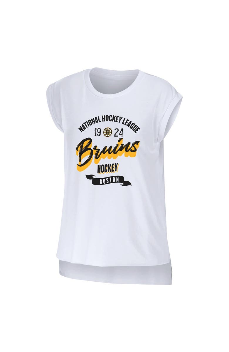 WEAR by Erin Andrews Women's WEAR by Erin Andrews White Boston Bruins Domestic Tank Top, Alternate, color, 