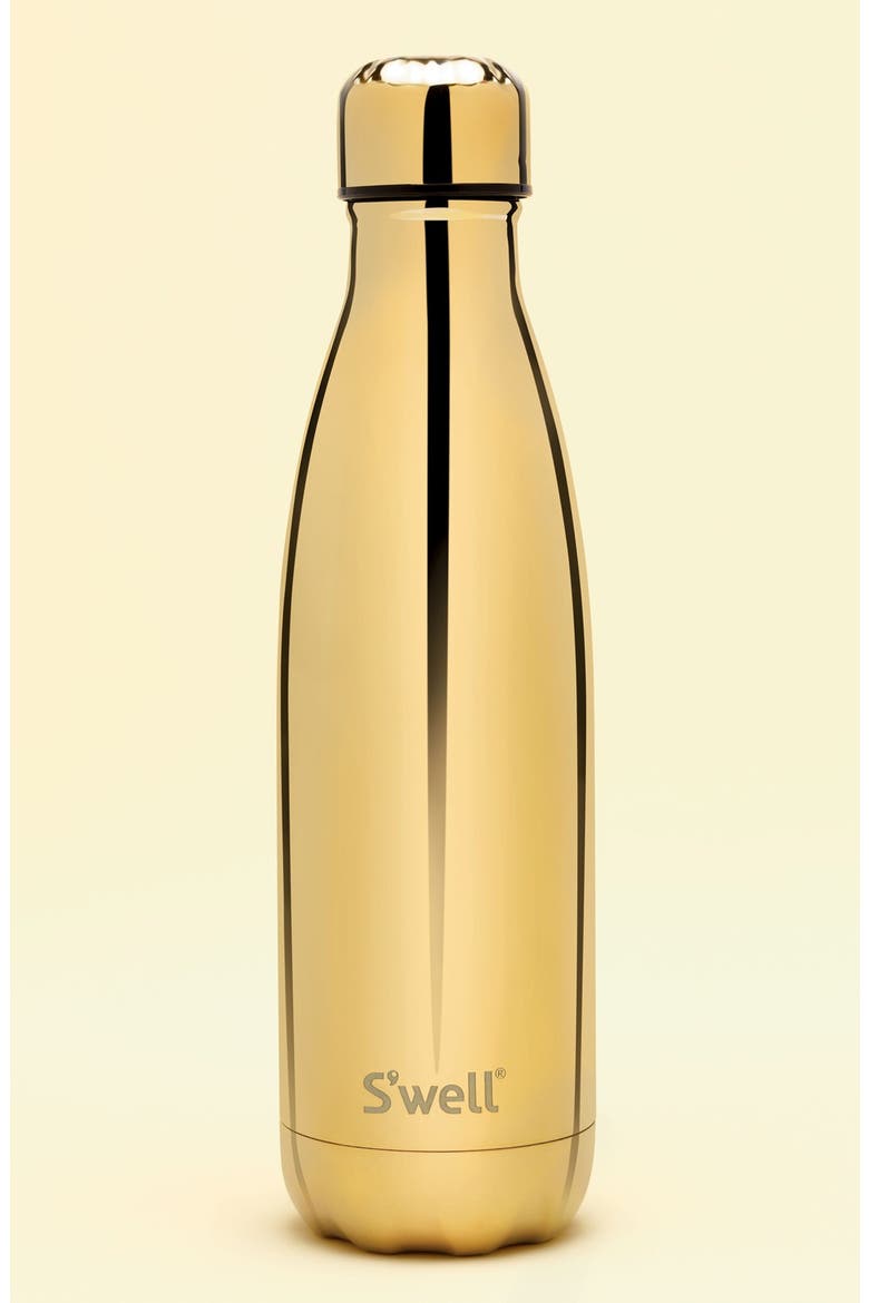 'Metallic Collection - Yellow Gold' Stainless Steel Water Bottle, Alternate, color, YELLOW GOLD