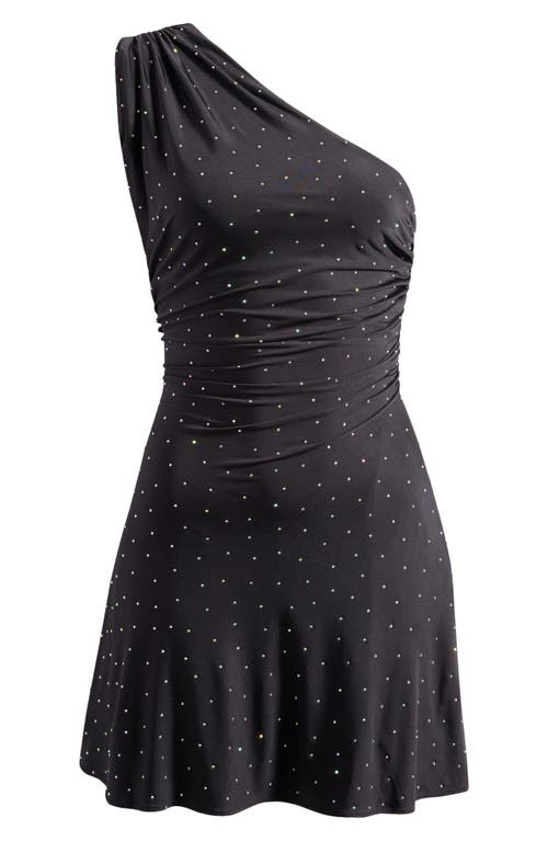 Shop Mistress Rocks Crystal Embellished One-shoulder Minidress In Black