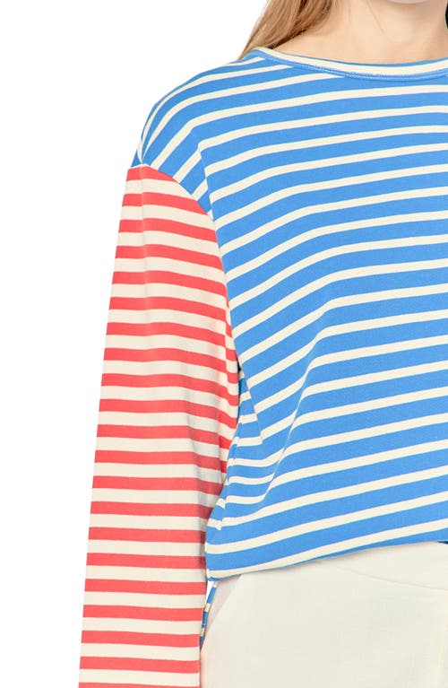 English Factory Stripe Colorblock Top In Blue