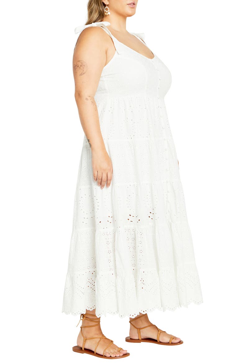 Allegra Eyelet Embroidered Maxi Dress, Alternate, color, WHITE
