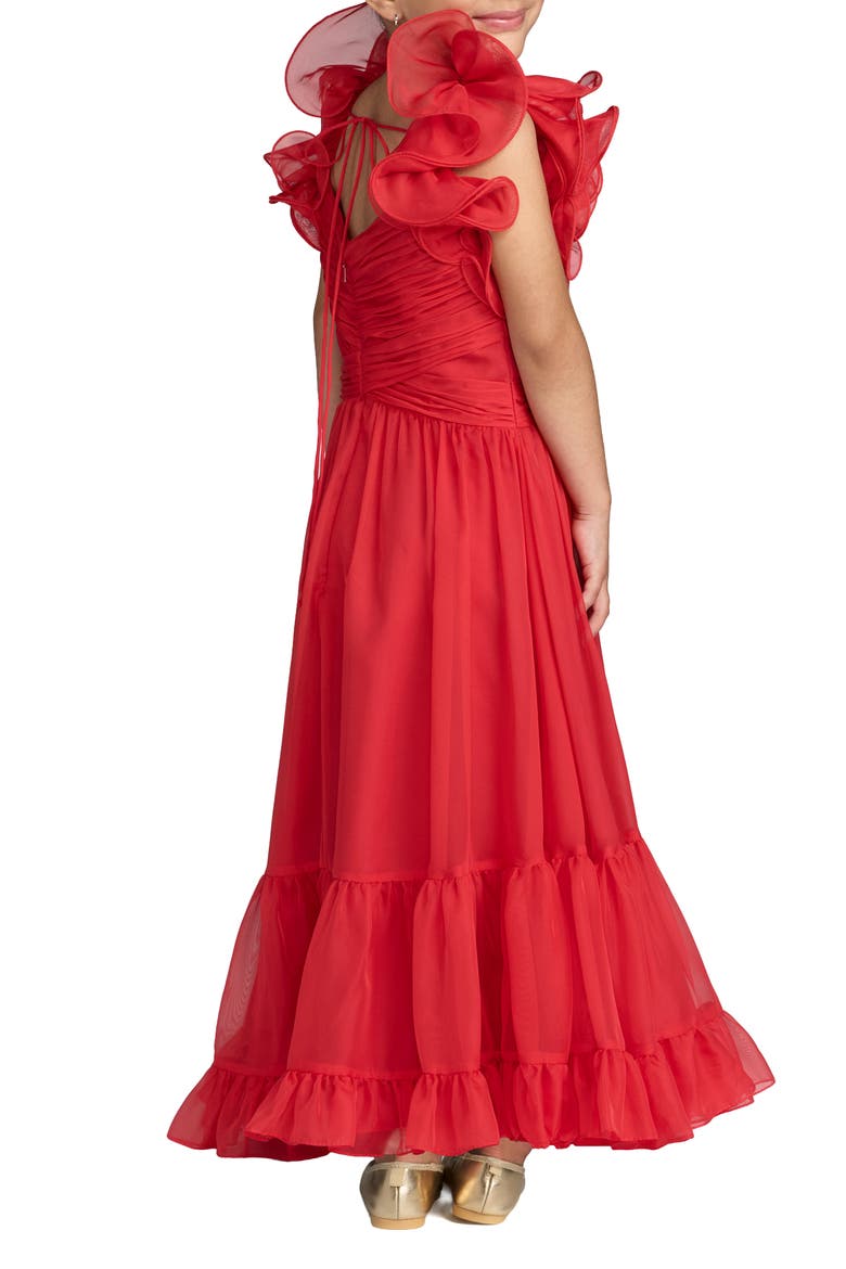 Girls Chiffon Ruffled Shoulder Dress, Alternate, color, Red