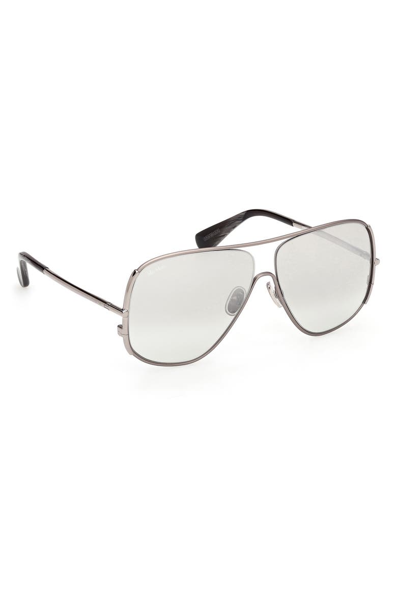 Max Mara 60mm Pilot Sunglasses, Alternate, color, Ruthenium Black Horn / Smoke