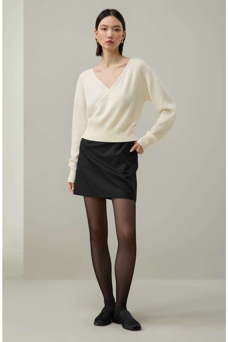 Women's Machine-Washable Wool Wrap Sweater, Alternate, color, Lily White
