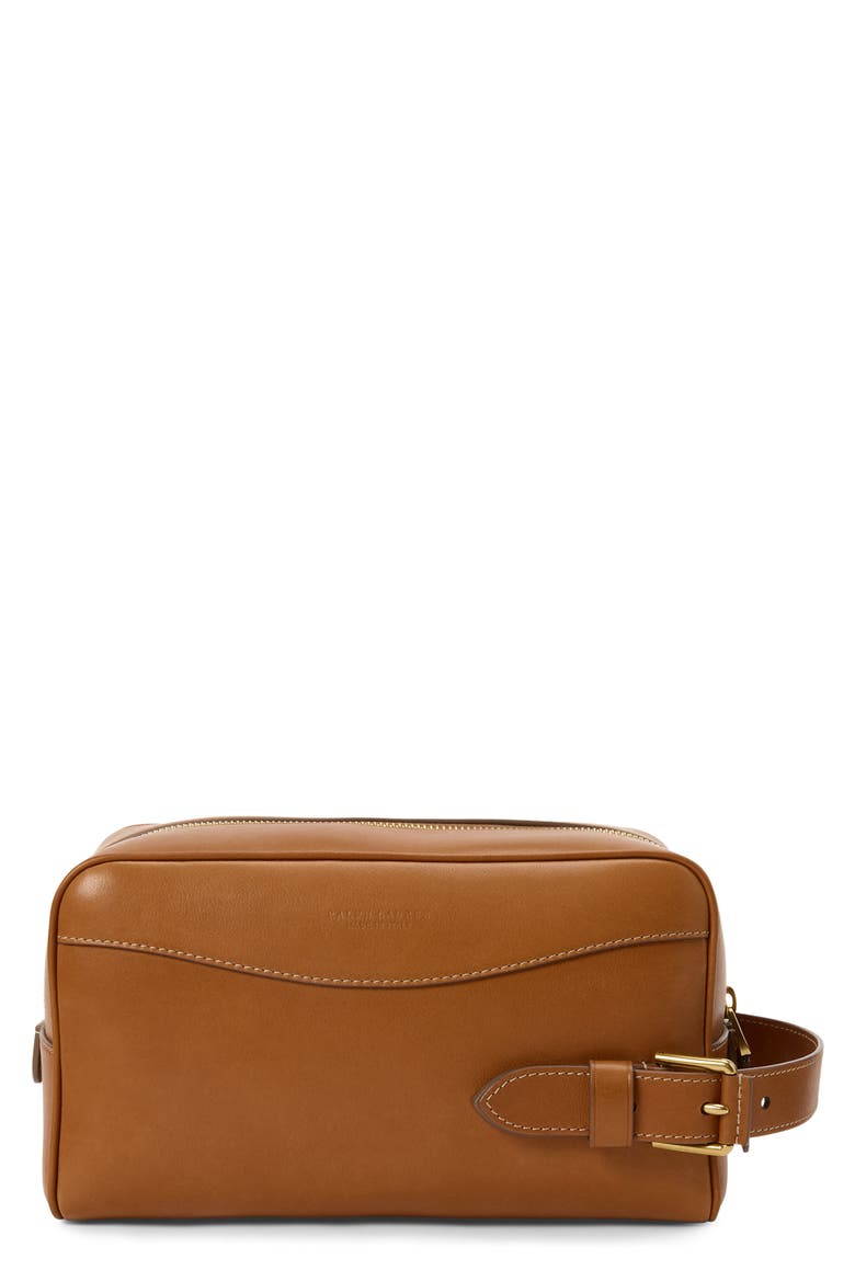 Bedford Calfskin Leather Dopp Kit, Main, color, RL BROWN