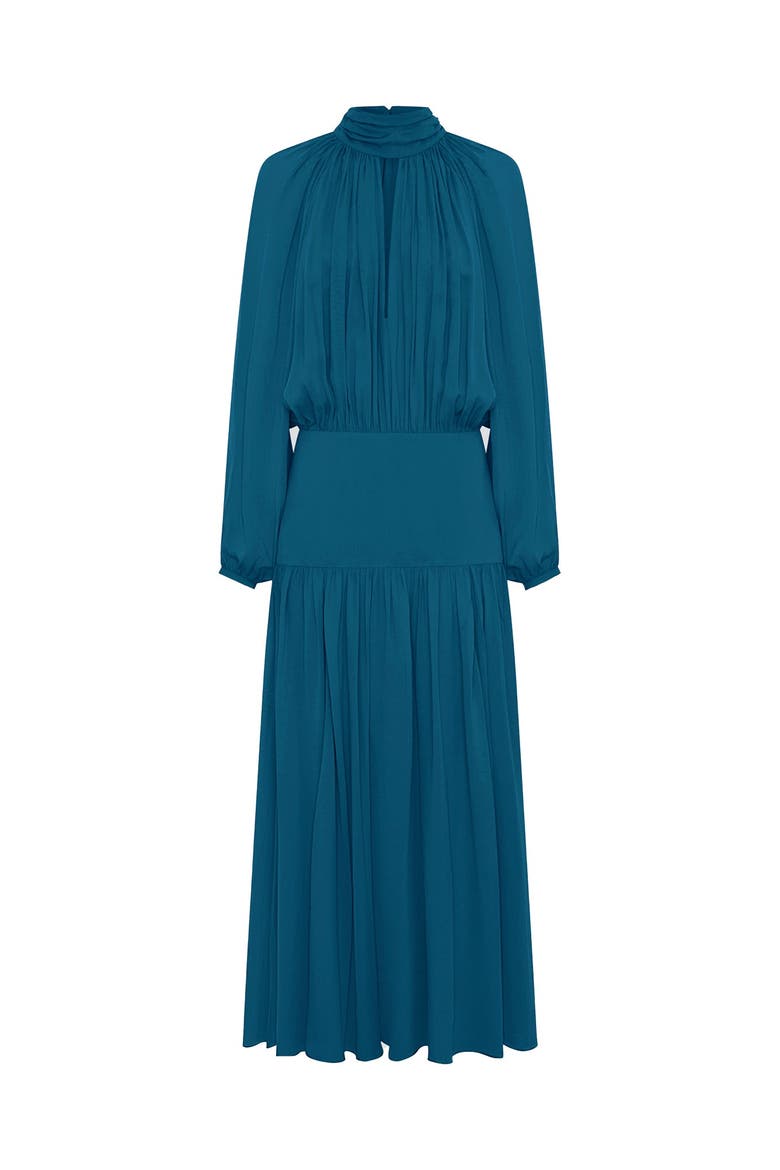 Aneta High Neck Keyhole Maxi Dress, Alternate, color, PETROL