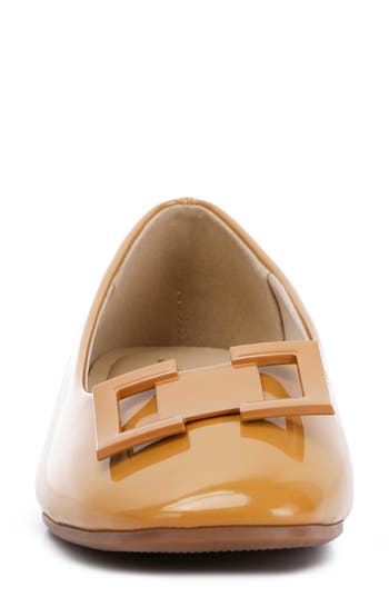 London Rag Nek Embellished Flat Ballerinas In Tan