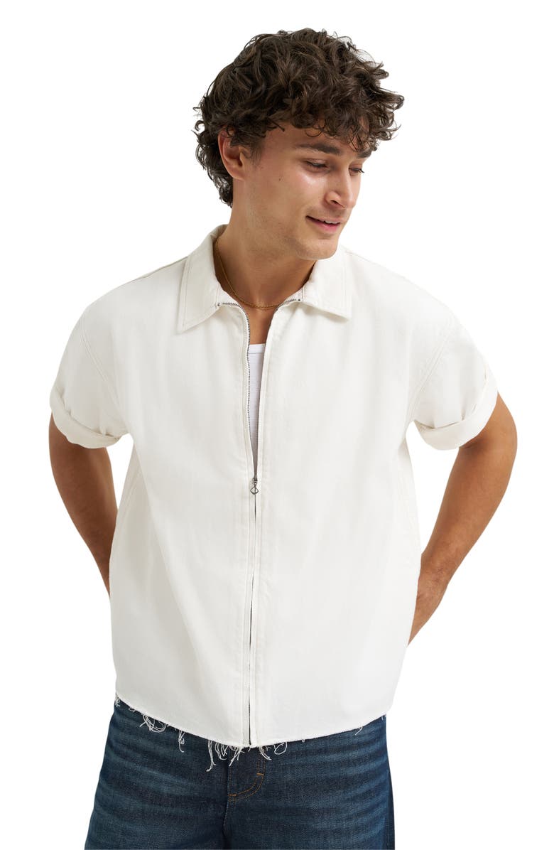 Lee Denim Short Sleeve Zip-Up Shirt, Alternate, color, White