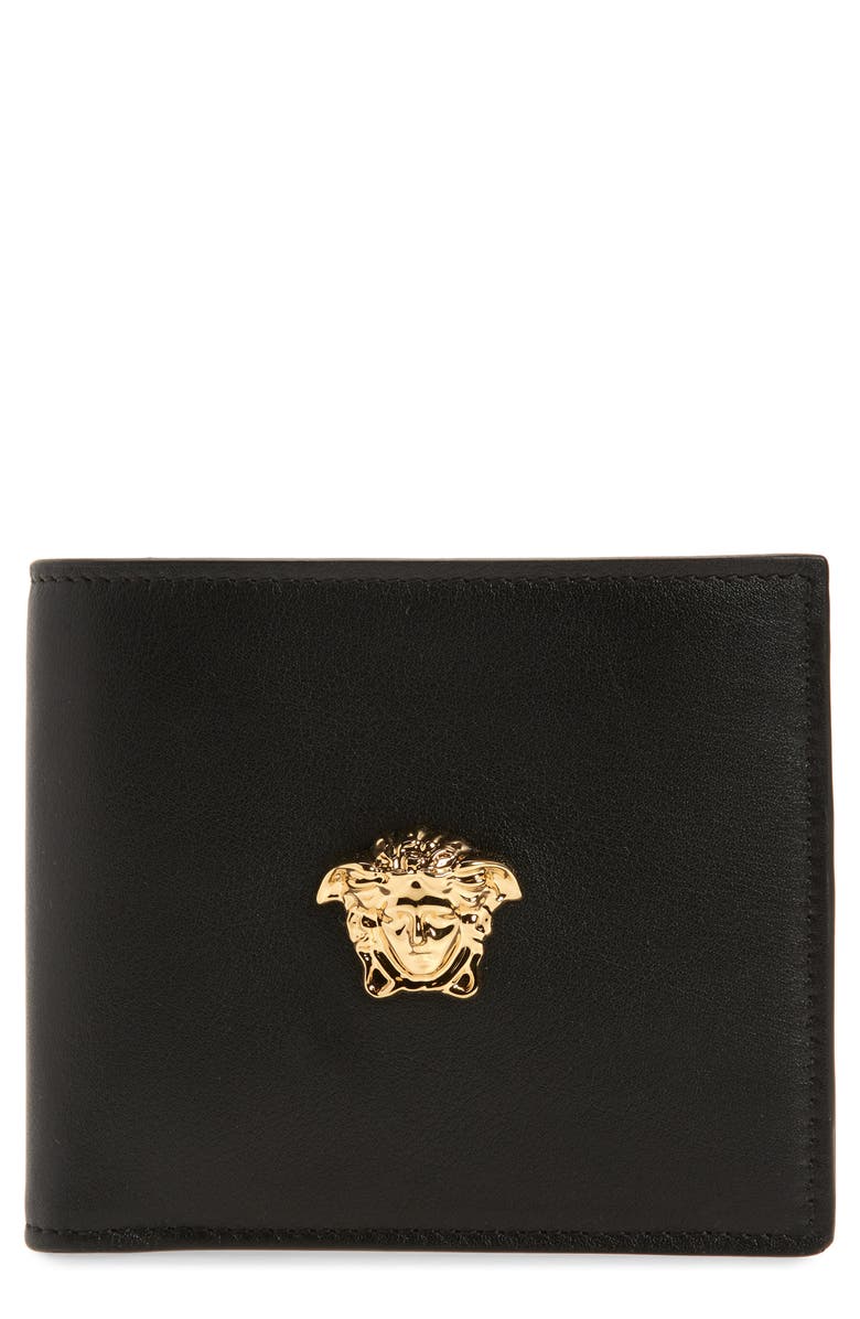 Versace Medusa Bifold Leather Wallet, Main, color, 
