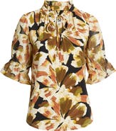 Anne Klein Ruffle Split Neck Top