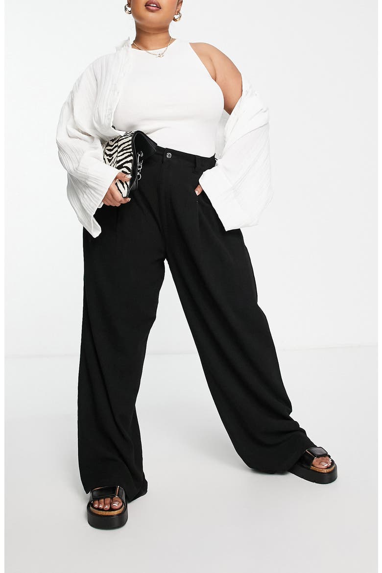 Curve High Waist Wide Leg Pants, Alternate, color, BLACK