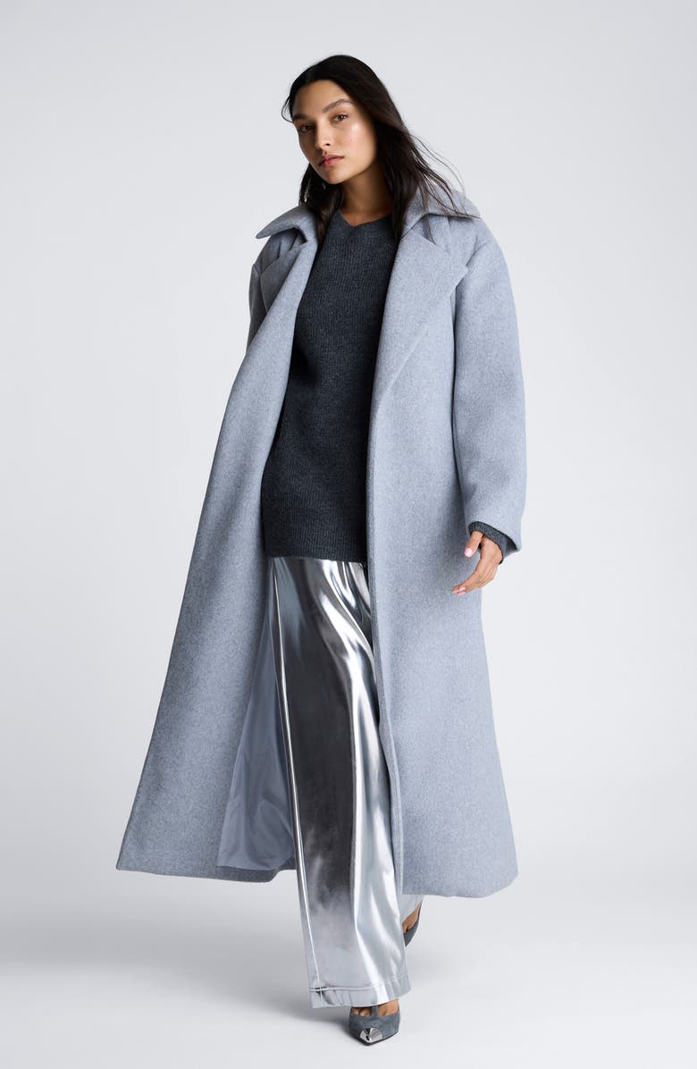 Kenneth Cole Tie Belt Brushed Felt Trench Coat, Alternate, color,