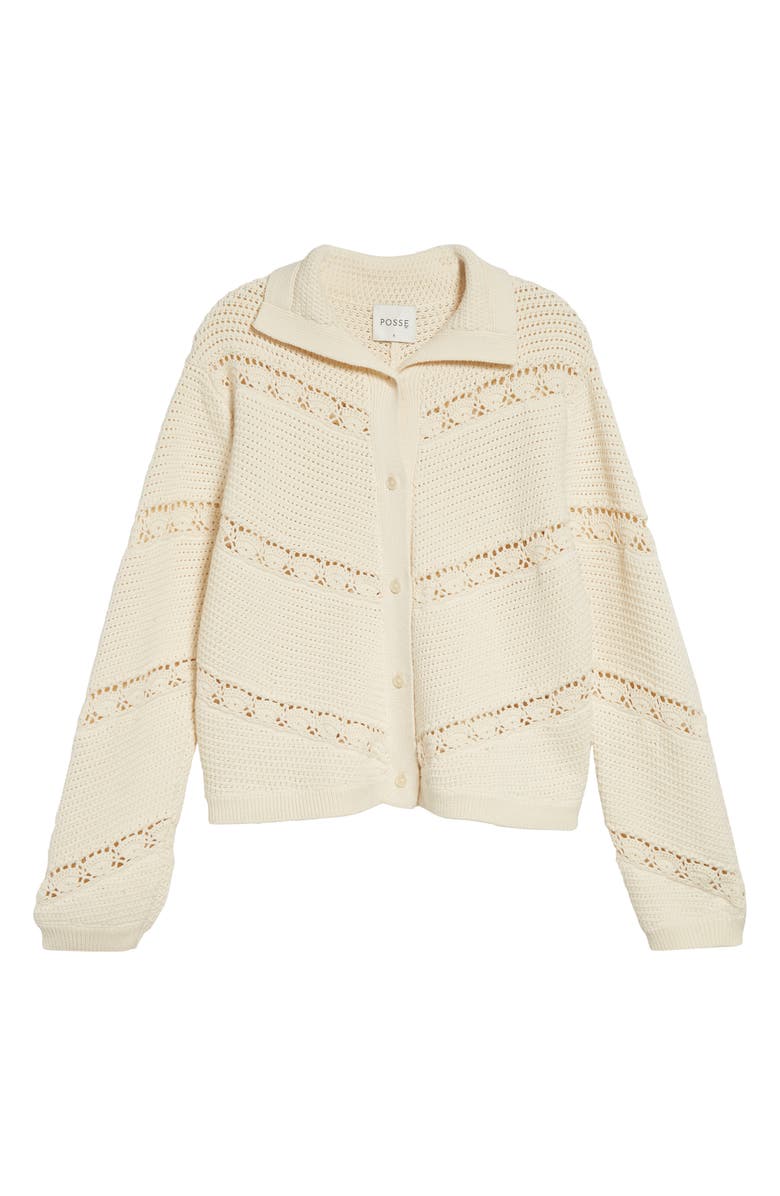 POSSE Dylan Crochet Cardigan, Alternate, color, Pearl