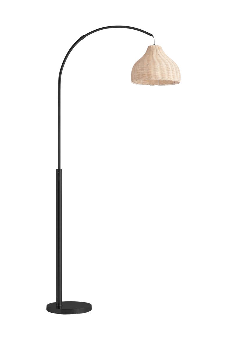 Lark 75" Boho Wicker LED Floor Lamp with Rattan Empire Shade, Bulb Included, Main, color, Classic Black