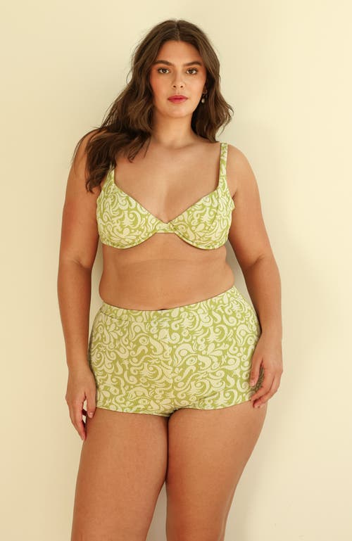 Dippin Daisys Farrah Elastic Waist Booty Short In Twin Fin Matcha