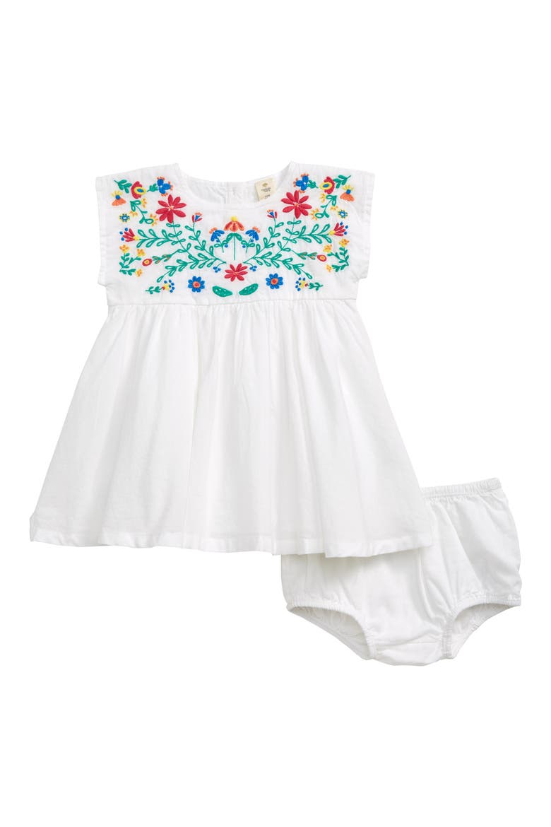 Embroidered Yoke Dress, Main, color, WHITE
