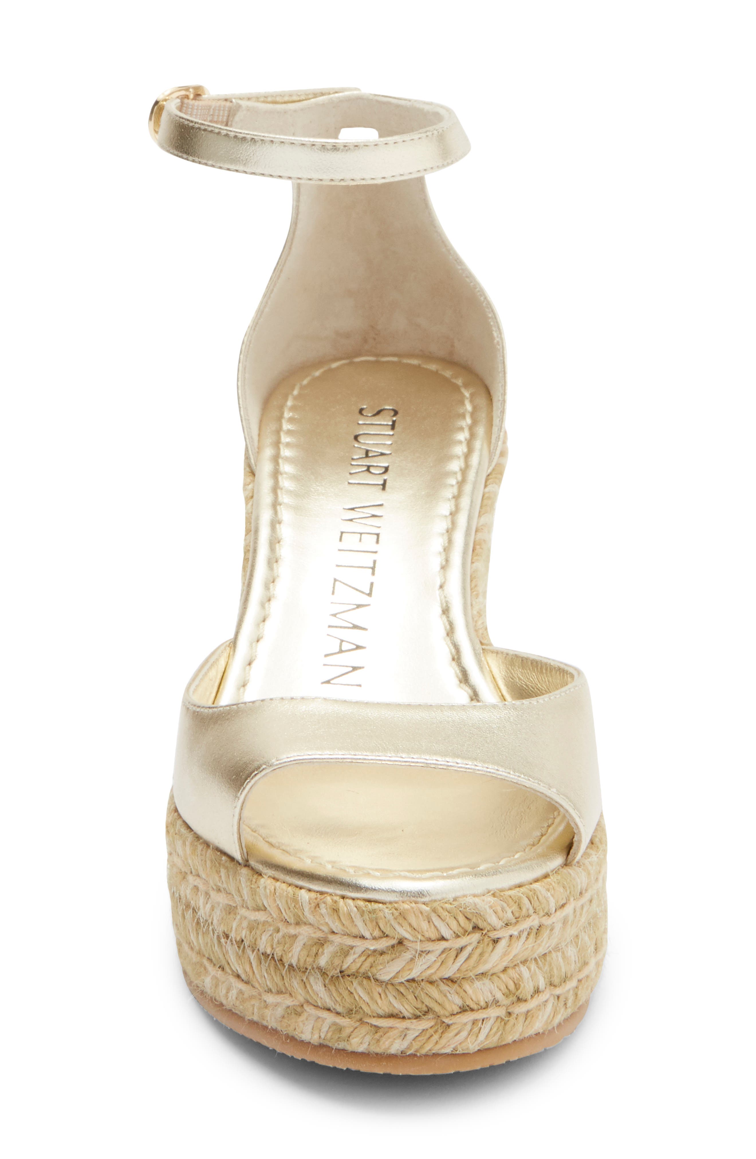 Stuart Weitzman Distia Espadrille Wedge Sandal, Alternate, color, Light Gold