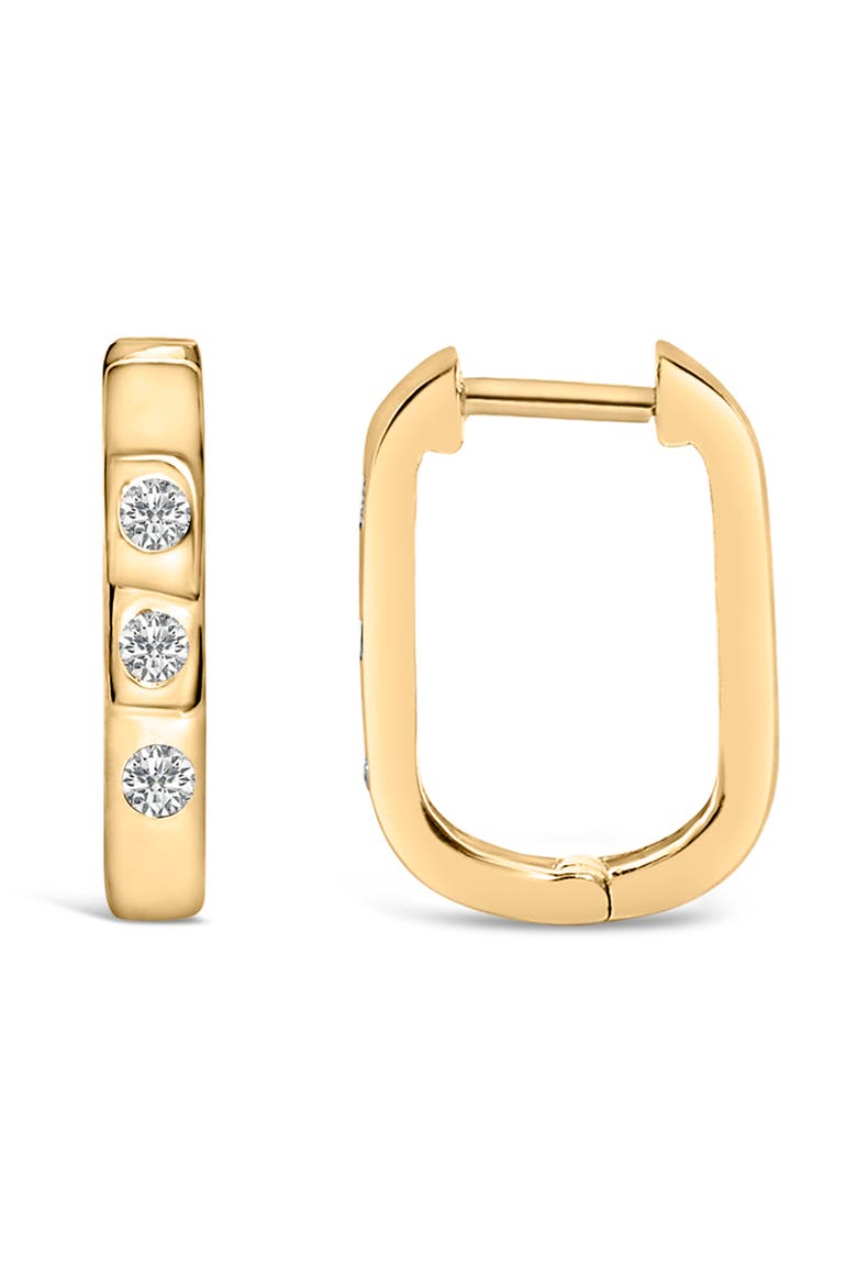 10K Gold 1/10 Cttw Three Stone Lab Grown Diamond Oval Huggies Hoop Earrings, Alternate, color, Yellow