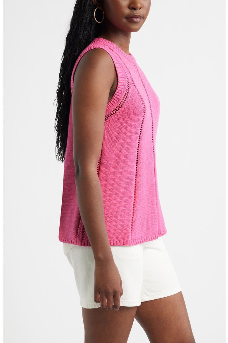 Open Stitch Sleeveless Sweater, Alternate, color, PINK SHOCK