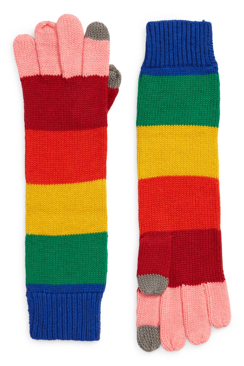 Rainbow Tech Gloves, Main, color, RED MULTI
