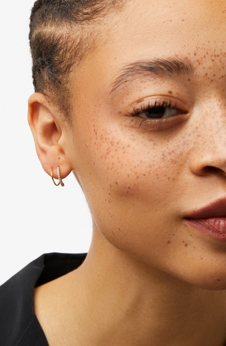 Ana Luisa Double Hoop Earrings - Harley Pave, Alternate, color, Pave Gold