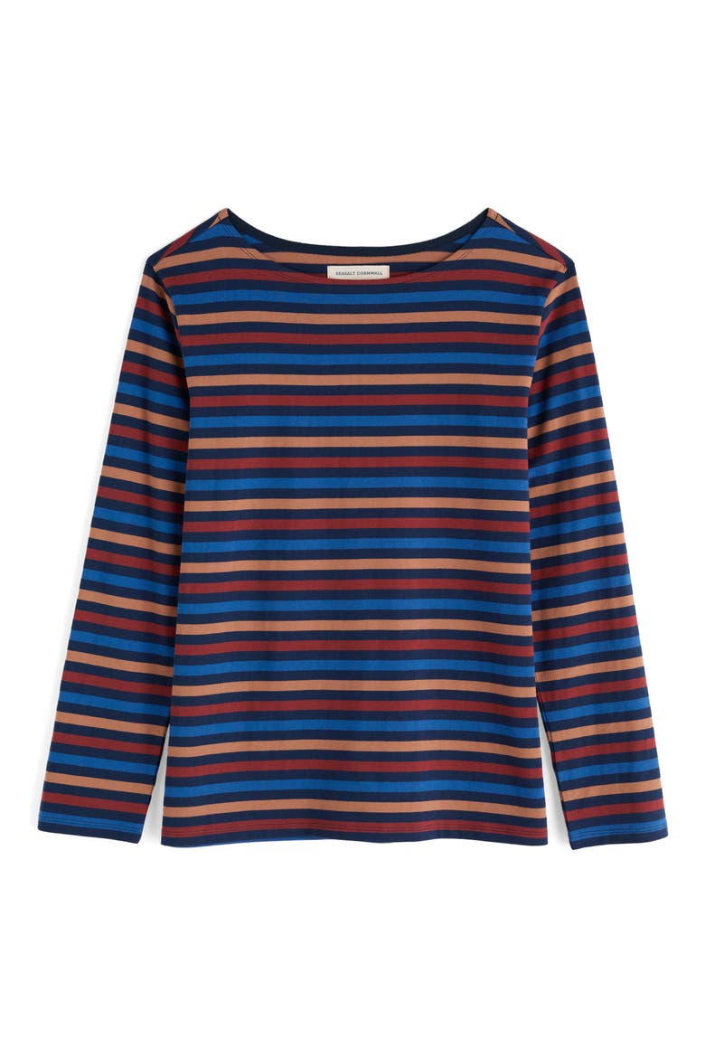 Sailor Stripe Organic Cotton Top, Alternate, color, TRI MINI CORNISH BURGUNDY