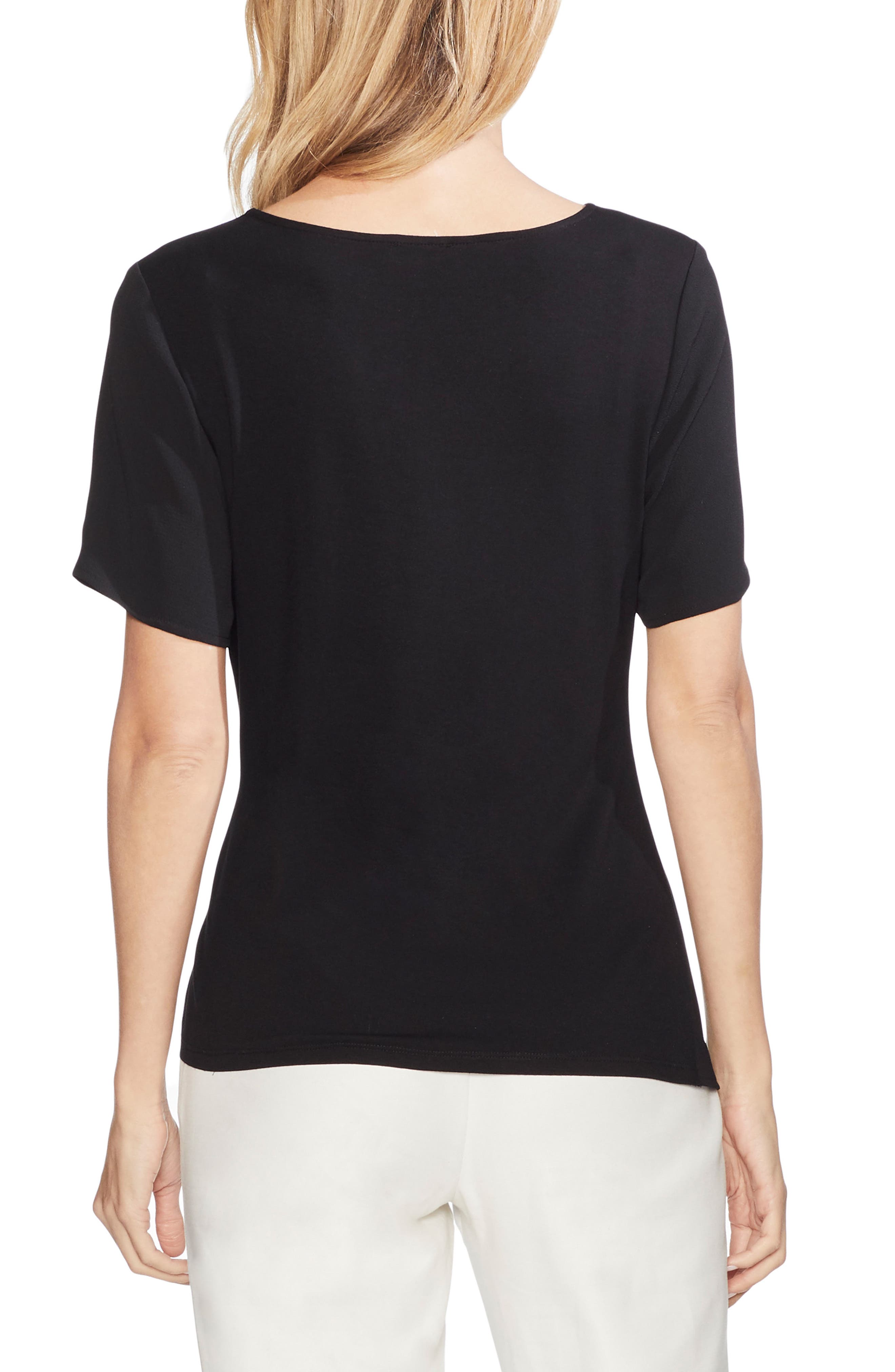 Side Pleat Mixed Media Blouse - image 2